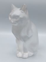 A Lalique glass model of a cat Chat Assis number 11603, 21cms tall