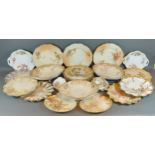 A Doulton Burslem dessert service together with three Worcester plates and various dishes