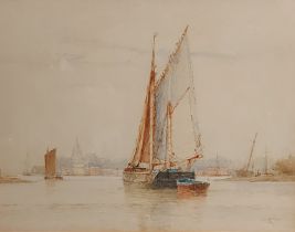 Frederick James Aldridge, boats at Bosham, watercolour, signed 20cms x 27cms