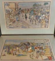 Cecil Aldin, The Bluemarket races, a pair of coloured lithographs, 40cms x 63cms