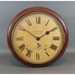 A 19th Century mahogany circular wall clock, the dial inscribed Jonathon Moore, London, with Roman