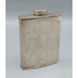 A Chinese white metal powder flask, Hung Chong & Co mark to base, 10cms tall