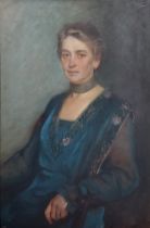 Alfred Priest, portrait of Mrs. George Smith - Grant, oil on canvas, signed, 90cms x 60cms