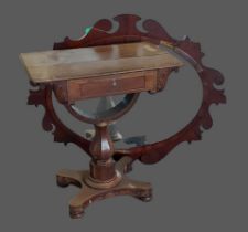 A William IV rosewood worktable together with a 19th Century mahogany wall mirror