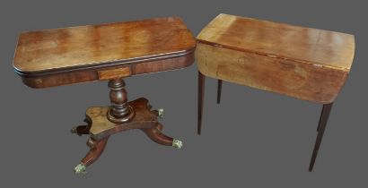 A 19th Century mahogany tea table together with a 19th Century mahogany Pembroke table