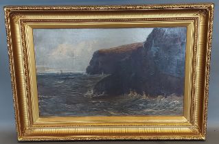 Walter Dancks, coastal scene with boats, oil on canvas, signed, 40cms x 65cms