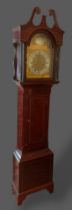 A 19th Century mahogany longcase clock the arched hood with swan neck pediment above a central