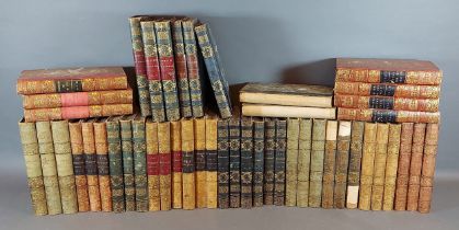Volumes one to four, Peveril Of The Peak together with a collection of leather bound books
