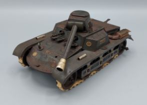 A clockwork tin plate model tank by Gesha number 65-6