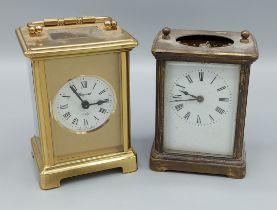 A brass cased carriage clock by Bayard together with another carriage clock