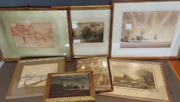 A 19th Century watercolour rural landscape together with other watercolours