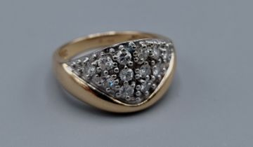 A 14ct gold Diamond set cluster ring, ring size L, 5.5gms