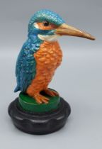 A bronze car mascot by Lejeune in the form of a Kingfisher with petrol cap base, 12.5cms tall