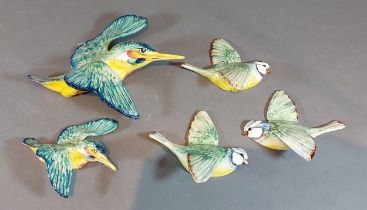 A set of five Beswick wall plaques in the form of birds