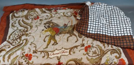 A Hermes Paris, Cheval Turc scarf, together with a Yves Saint Laurent silk scarf