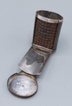 A George III silver nutmeg grater of oval form, 3.5cms tall