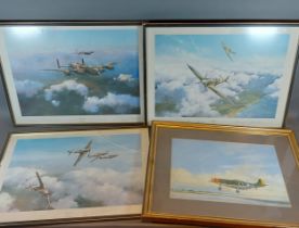 Three coloured prints depicting war planes by Robert Taylor each with pencil signatures, together