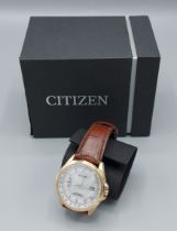 A Citizen Eco-Drive Radio Controlled Gentlemans wristwatch with date aperture, box and papers