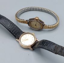 A 9ct gold cased ladies wristwatch by Rotary together with another 9ct gold cased ladies