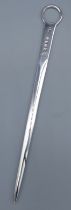 A George III silver skewer, London 1815, maker Solomon Hougham, 2ozs, 23cms long