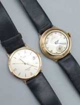 A 9ct gold cased Gentlemans wristwatch by Sovereign together with another gold cased gentlemans