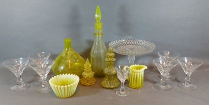 A set of six cut glass champagne glasses, together with a collection of other glassware to include