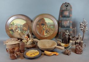 A collection of European carved groups and related items