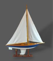 A model pond yacht with sails, 70cms long
