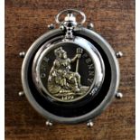Fob Watch & Holder-Fob Watch attractive design with 'Victoria' penny on outside case 1899-Watch