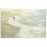 Black Dog' - At the sea edge-measurement 53cm x 43cm, colour print-artist signed, excellent