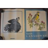 Bird prints-by F. Lansdowne (4) Great Blue Heron, Greater Scaup Duck, Pelagic Cormorants, Jaeger.