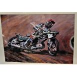 Speedway Rider-Photograph-measurements 58cm x 48cm-coloured-framed + Glazed (Superb photo)