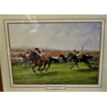 Old Vic in Irish Derby'-by Ian Graham signed in 1989-measurements 59cm x 49cm-coloured print-