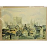 "York" (Minster) - By Geo. H Downing-colour print, artist signed-measurement 55cm x 45cm-framed