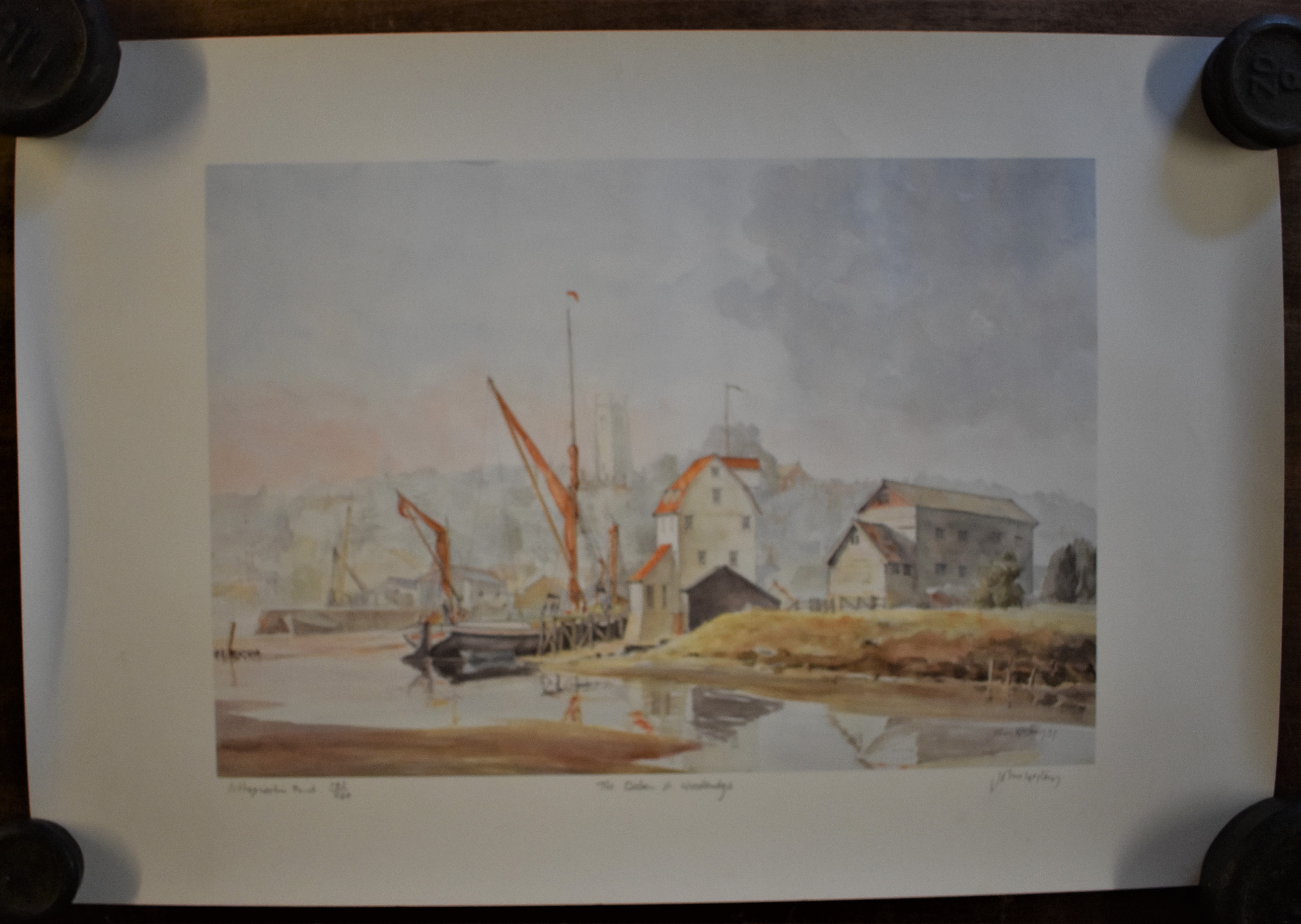 The Deben at Woodbridge' - Lithographic print No.147 of 250, by John Weskery 1987. Measurements 50cm