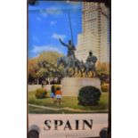 Spain Madrid Plaza - measurement 100cm x 62cm, creased down middle and some slight tears on edge