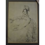 1816-A fine etching portrait of a lady seated by Ingres Debbie, framed and glazed-measurement 52cm x
