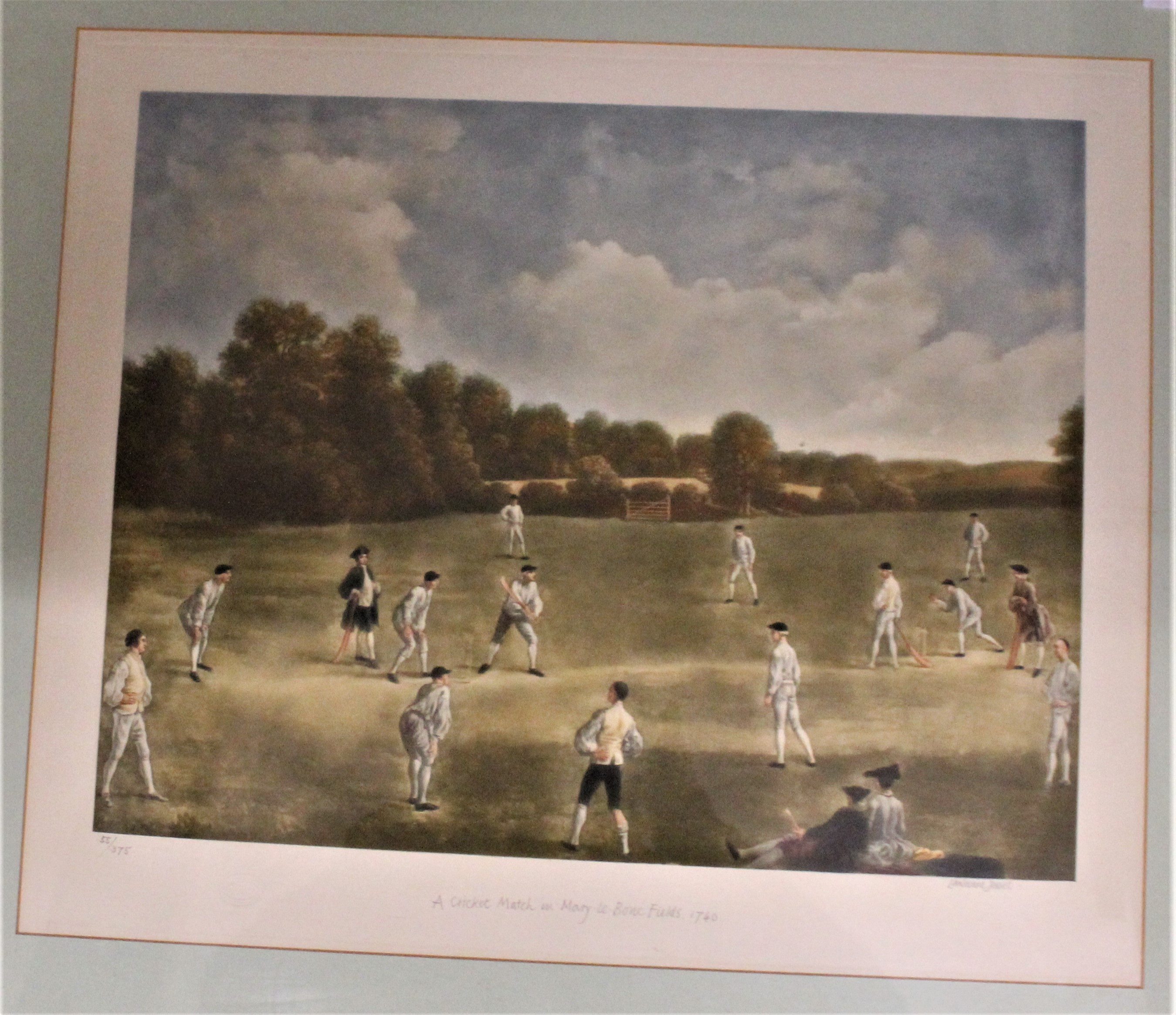 Cricket-1740 'A' Cricket Match in Mary-le Bone Fields'-a fine limited edition-colour print-signed