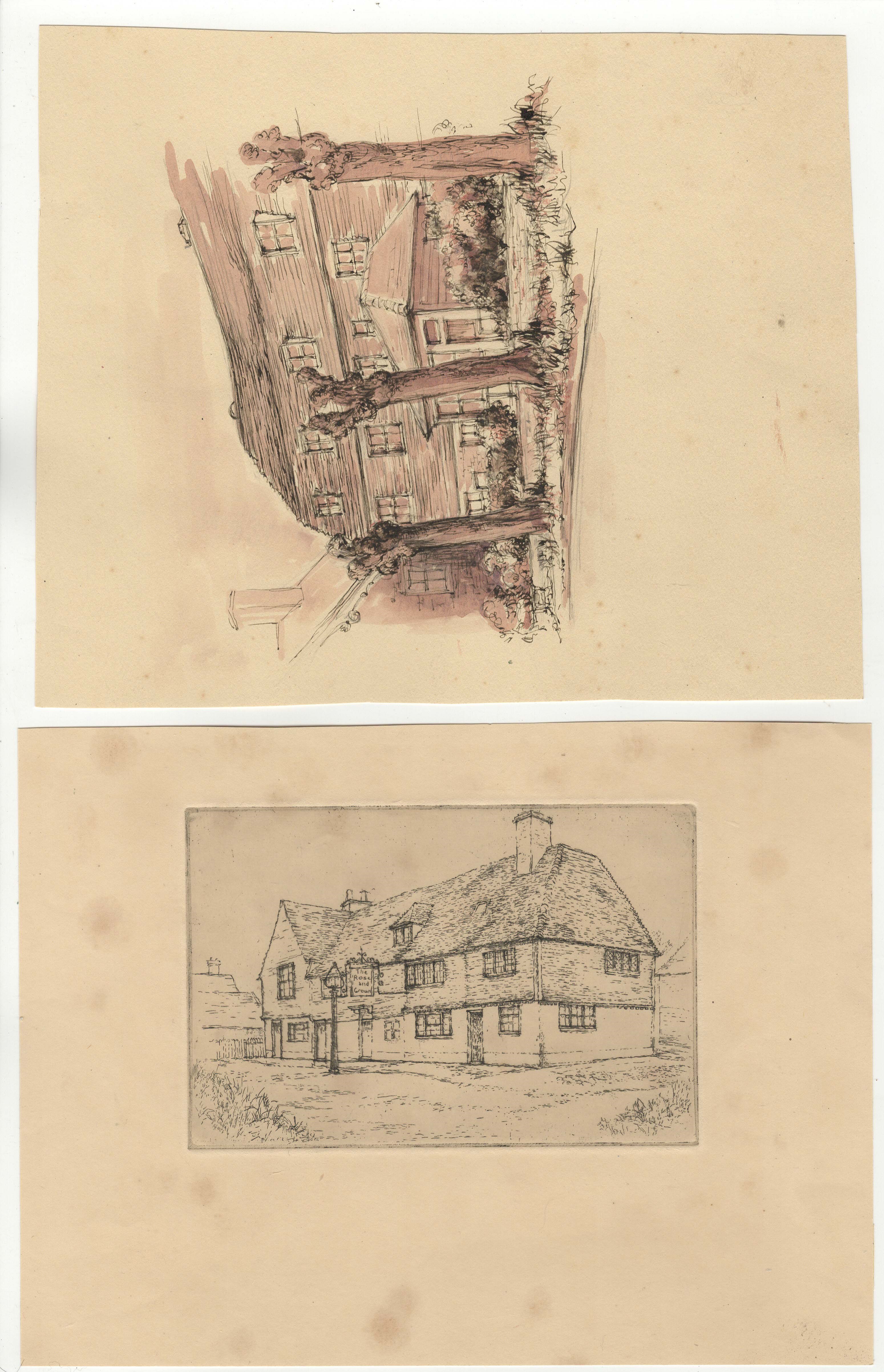 Artist-Drawings of Houses-some coloured some black and white-village unknown-measurements various