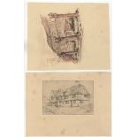 Artist-Drawings of Houses-some coloured some black and white-village unknown-measurements various