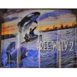 Film Poster 'Free Willy 2' starring Jon Tenney & Elizabeth Rena, measures 100cm x 76cm- folds down