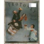 Advertising -Trotsky Cherry Brandy-Vintage - colour advert by Hethann-7" x 9" in metal frame, some