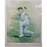 Sir Don Bradman-a limited edition colour print by Alan Fearniey-signed by him and by Don Bradman-