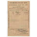Chulmleigh (4) certificates dated Wednesday July 28th 1897-Sales Receipts-Secretary C.J. Hannaford