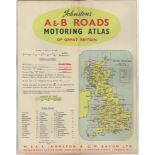 Johnson's Motoring Atlas-Scale 6 miles - 1 inch-reprinted 1960's map of Great-Britain - enclosed