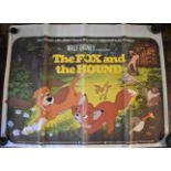 Film Poster-Walt Disney 'The Fox and the Hound' measures 100cm x 76cm- fold down middle of poster,