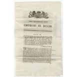 George III Act of Parliament concerning the bounties on the export of Sugar, 22 March 1806 - An