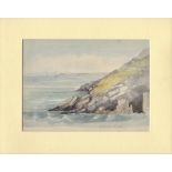 Water Colour-Sea + Rocks (No title)-unknown artist-from original sketchbook 1861-Oxwick Point-