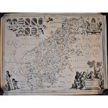 Map of Meridies - First printed 1659, retro reprint dated 1974. Measurements 53cm x 41cm, good