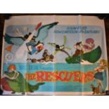 Film Poster Walt Disney 'The Rescuers' Produced 1976, measures 100cm x 76cm- folded down middle of